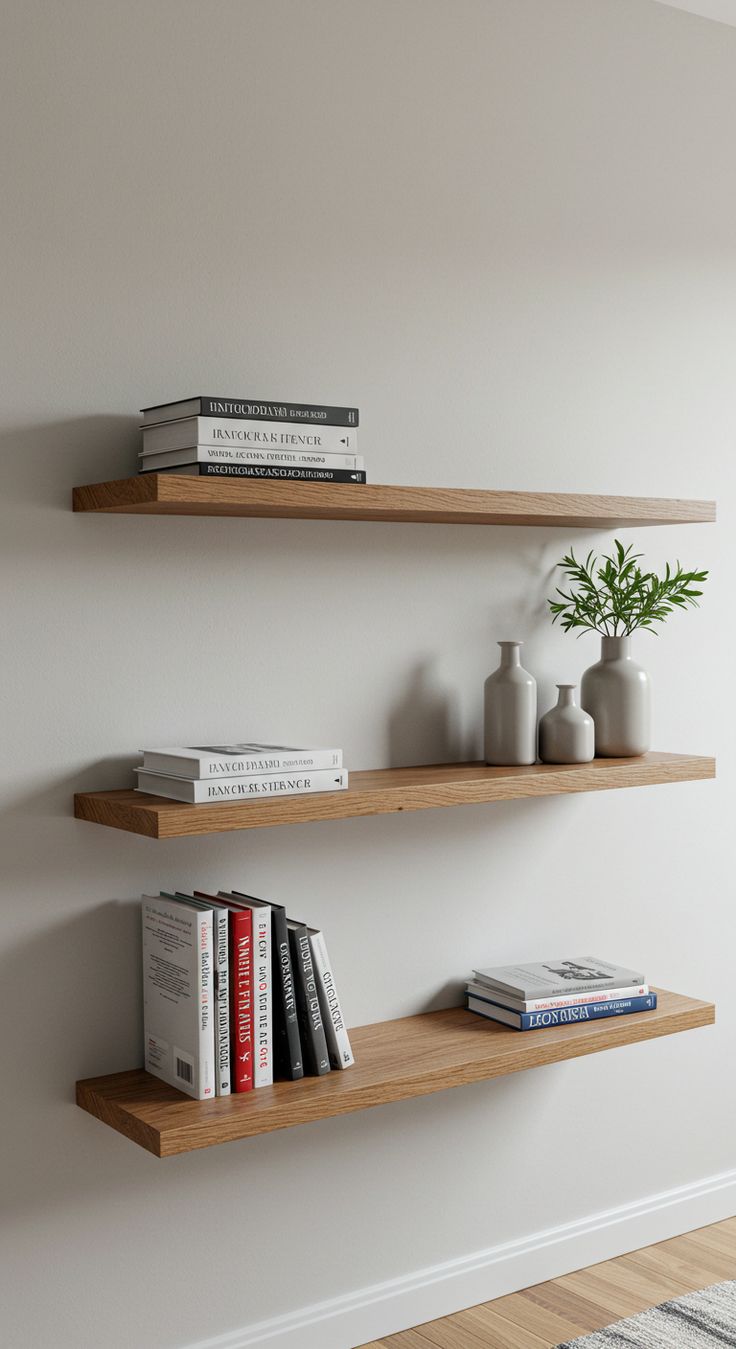 Set of 3 Modern Wooden Floating Shelves β 60 cm Width