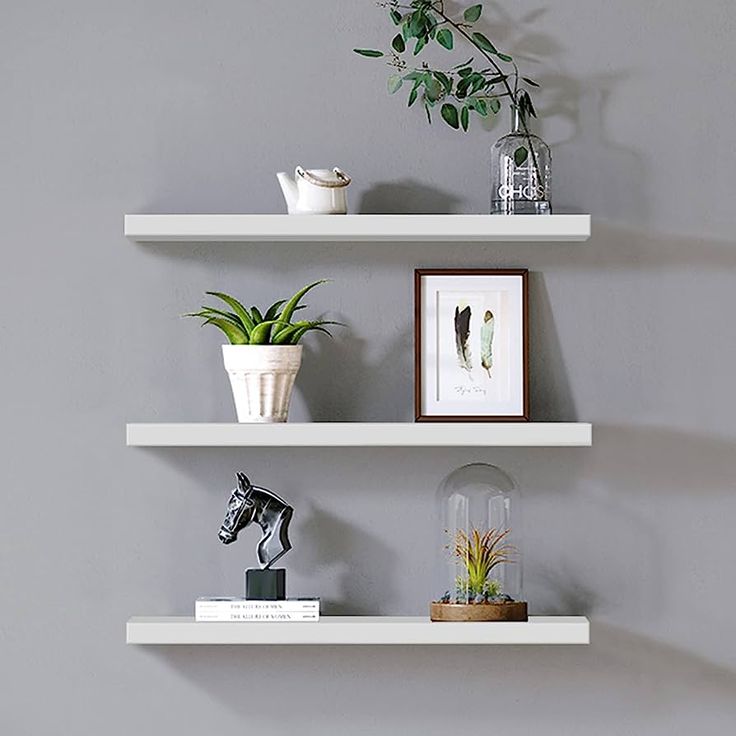 Set of 3 Floating Wooden Shelves – 40cm Wall Mounted Rustic Storage & Display Racks