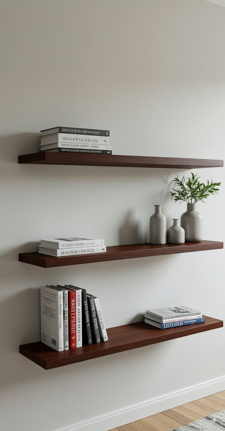 Set of 3 Modern Wooden Floating Shelves β 60 cm Width