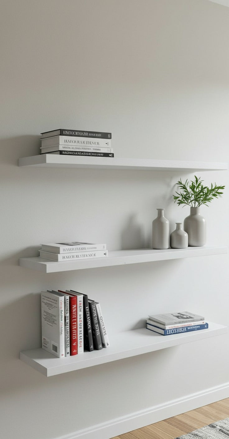 Set of 3 Modern Wooden Floating Shelves β 60 cm Width