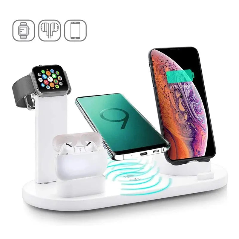 7 In 1 Wireless Charger Stand Pad For iPhone 15 14 13 12 11 X Apple Watch Airpods Desk Phone Chargers Fast Charging Dock Station