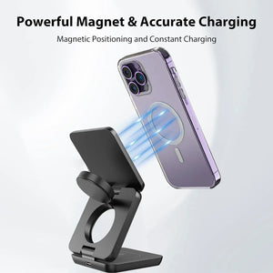 3 in 1 Foldable Magnetic Wireless Charger Stand For Magsafe iPhone 1615 14 13 12 Apple Watch 8 7 6 Airpods Fast Charging Station